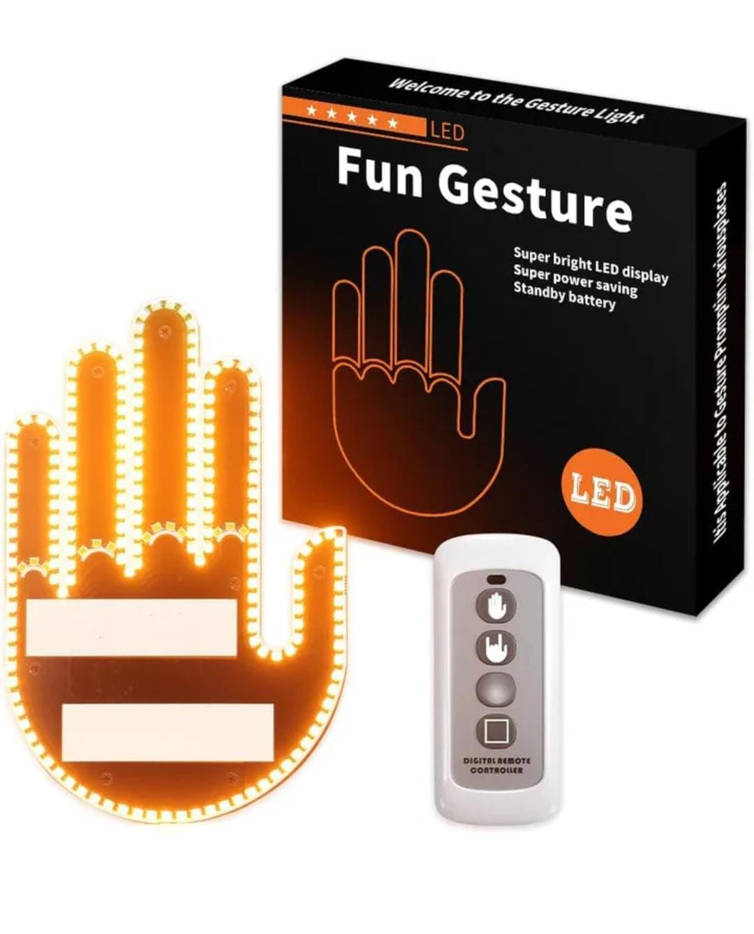 LED Hand Signal Car 3 Modes Middle Finger for Car Rear Window Road With Remote Control