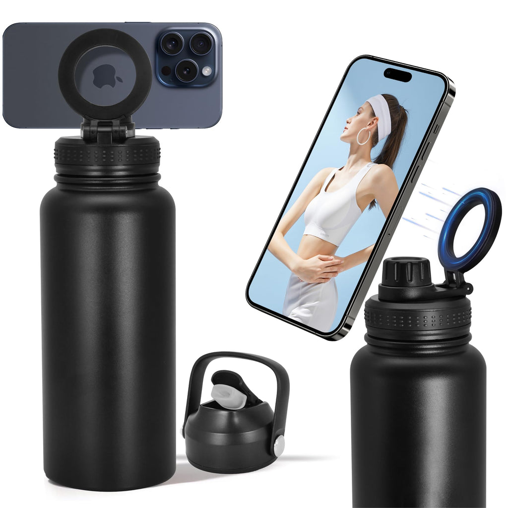 Insulated Water Bottle with Magnetic Phone Holder
